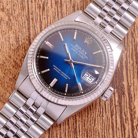 rolex 1601 blue dial oyster perpetual datejust automatic men's watch|Rolex Datejust 1601 production years.